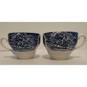STAFFORDSHIRE Liberty Blue Cup set of 2-Old North Church-Paul Revere